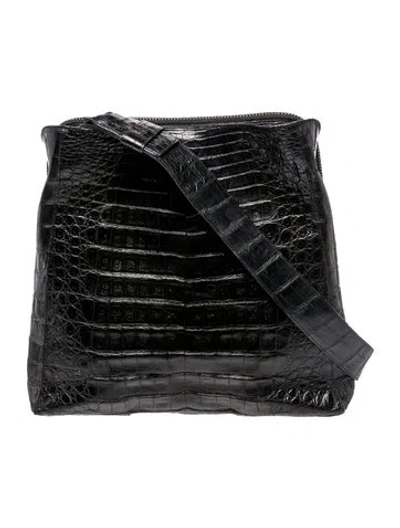 Pre-owned Nancy Gonzalez Alligator Shoulder Bag In Black