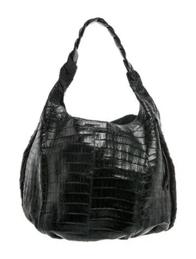 Pre-owned Nancy Gonzalez Alligator Shoulder Bag In Black