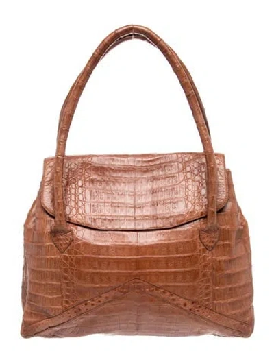 Pre-owned Nancy Gonzalez Alligator Shoulder Bag In Brown