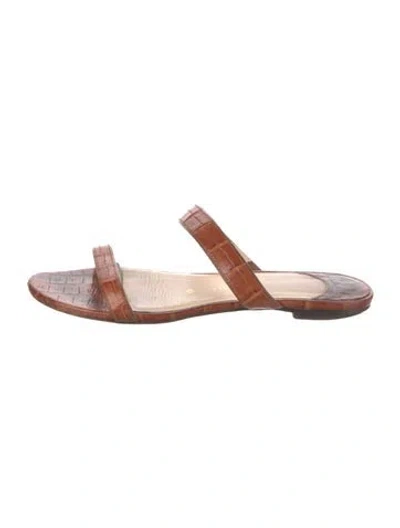 Pre-owned Nancy Gonzalez Alligator Slides In Brown
