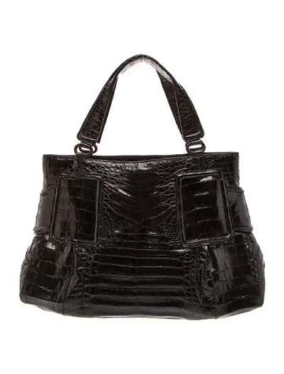 Pre-owned Nancy Gonzalez Alligator Top Handle Bag In Black