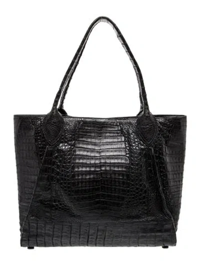 Pre-owned Nancy Gonzalez Alligator Top Handle Bag In Black