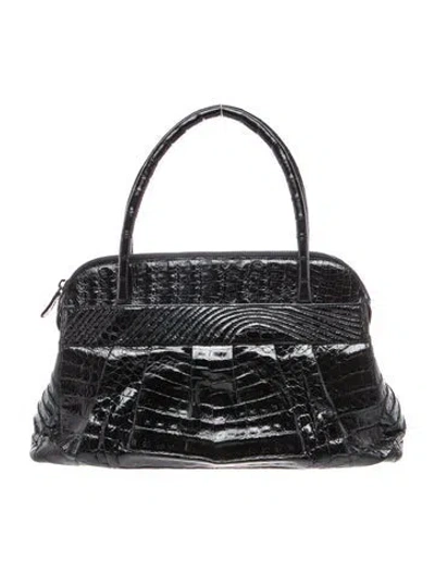 Pre-owned Nancy Gonzalez Alligator Top Handle Bag In Black
