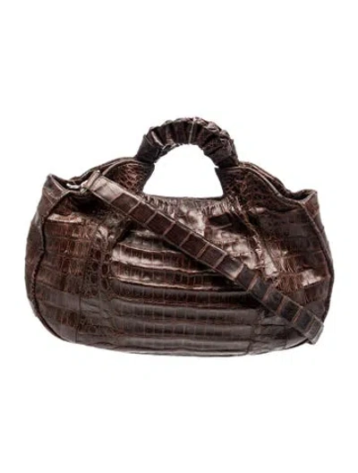 Pre-owned Nancy Gonzalez Alligator Top Handle Bag In Brown