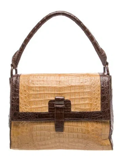 Pre-owned Nancy Gonzalez Alligator Top Handle Bag In Brown