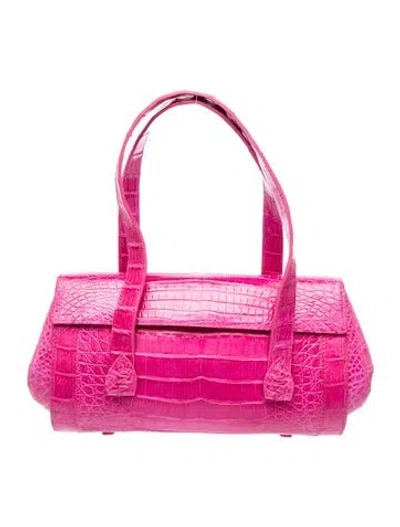 Pre-owned Nancy Gonzalez Alligator Top Handle Bag In Pink