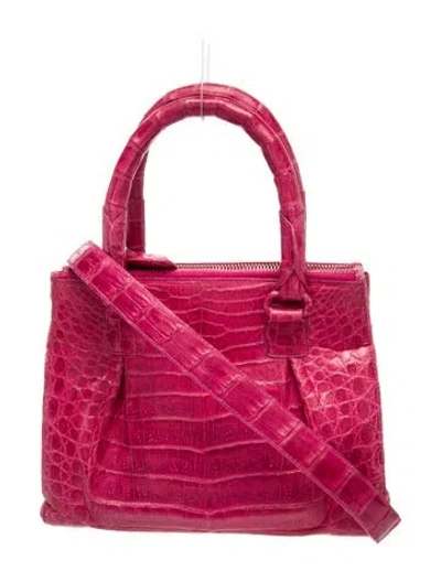 Pre-owned Nancy Gonzalez Alligator Top Handle Bag In Red