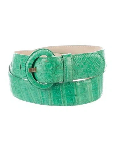 Pre-owned Nancy Gonzalez Alligator Waist Belt In Green