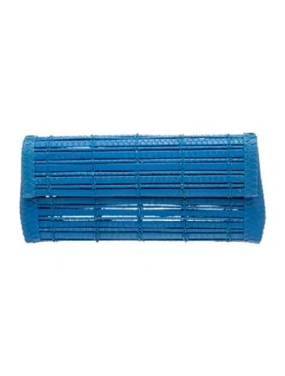 Pre-owned Nancy Gonzalez Bamboo Clutch In Blue
