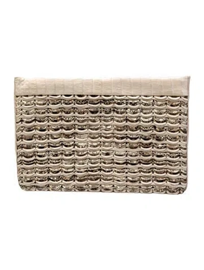 Pre-owned Nancy Gonzalez Caiman Clutch In Neutral