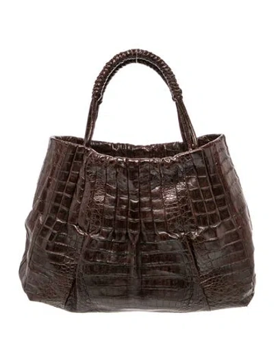 Pre-owned Nancy Gonzalez Caiman Top Handle Bag In Brown