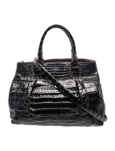 Pre-owned Nancy Gonzalez Caiman Top Handle Bag In Gray