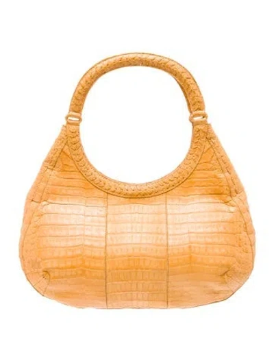 Pre-owned Nancy Gonzalez Caiman Top Handle Bag In Neutral