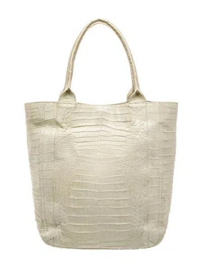 Pre-owned Nancy Gonzalez Caiman Tote In Gray