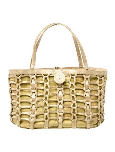 Pre-owned Nancy Gonzalez Canvas Shoulder Bag In Gold/metallic/yellow