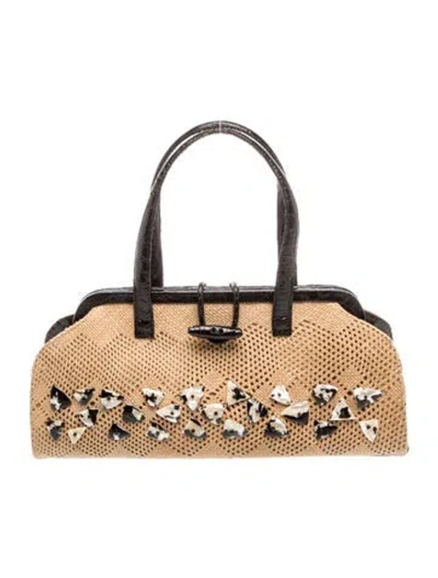 Pre-owned Nancy Gonzalez Canvas Top Handle Bag In Neutral