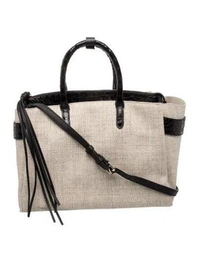 Pre-owned Nancy Gonzalez Canvas Top Handle Bag In Neutrals