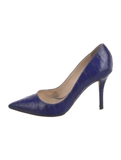 Pre-owned Nancy Gonzalez Crocodile Animal Print Pumps In Blue