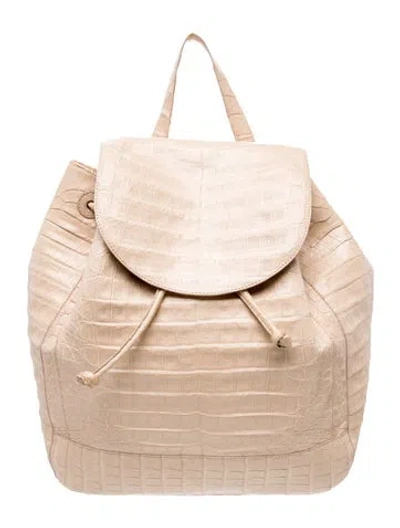 Pre-owned Nancy Gonzalez Crocodile Backpack In Neutrals