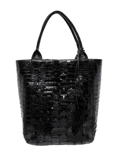 Pre-owned Nancy Gonzalez Crocodile Bucket Bag In Black