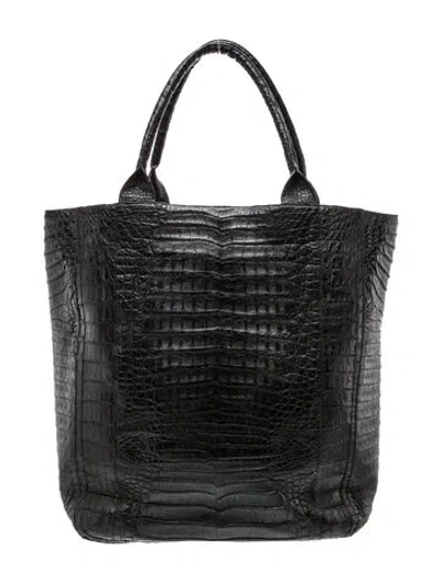 Pre-owned Nancy Gonzalez Crocodile Bucket Bag In Black
