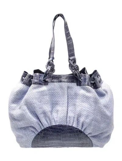 Pre-owned Nancy Gonzalez Crocodile Bucket Bag In Blue