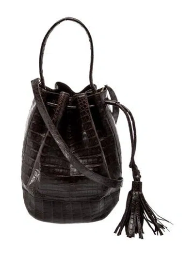Pre-owned Nancy Gonzalez Crocodile Bucket Bag In Brown