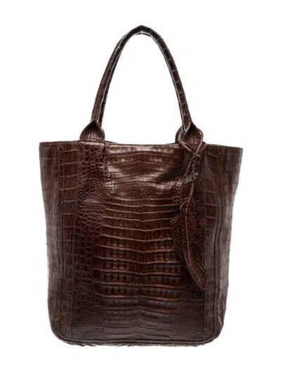 Pre-owned Nancy Gonzalez Crocodile Bucket Bag In Brown