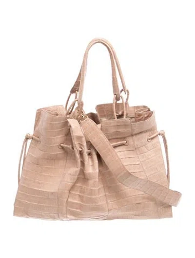 Pre-owned Nancy Gonzalez Crocodile Bucket Bag In Brown