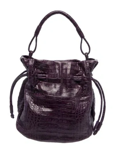 Pre-owned Nancy Gonzalez Crocodile Bucket Bag In Purple