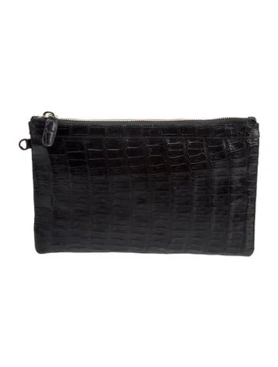 Pre-owned Nancy Gonzalez Crocodile Clutch In Black