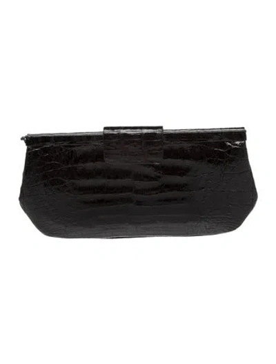 Pre-owned Nancy Gonzalez Crocodile Clutch In Black