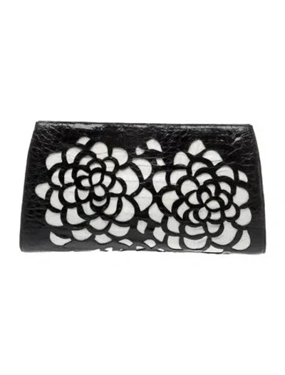 Pre-owned Nancy Gonzalez Crocodile Clutch In Black