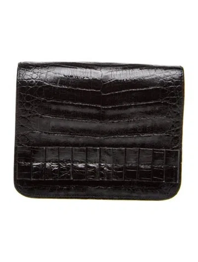 Pre-owned Nancy Gonzalez Crocodile Clutch In Black