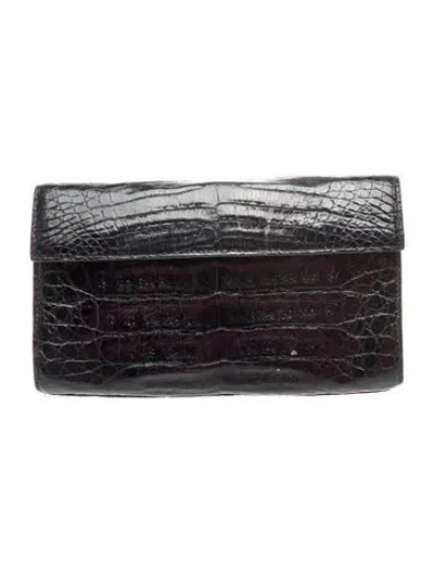 Pre-owned Nancy Gonzalez Crocodile Clutch In Black