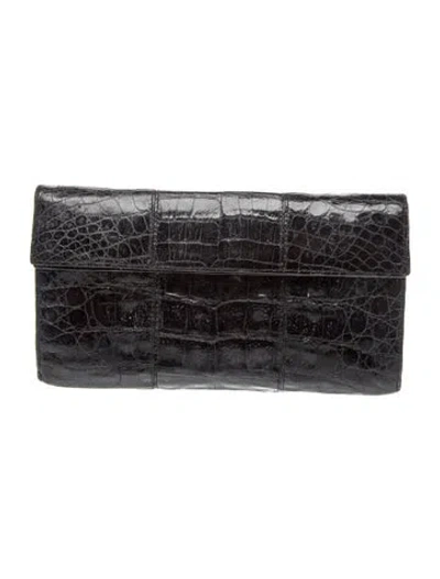 Pre-owned Nancy Gonzalez Crocodile Clutch In Black