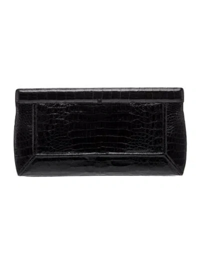 Pre-owned Nancy Gonzalez Crocodile Clutch In Black