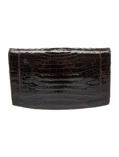 Pre-owned Nancy Gonzalez Crocodile Clutch In Black