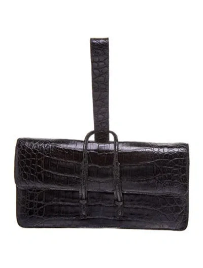 Pre-owned Nancy Gonzalez Crocodile Clutch In Black