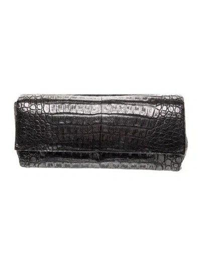 Pre-owned Nancy Gonzalez Crocodile Clutch In Black