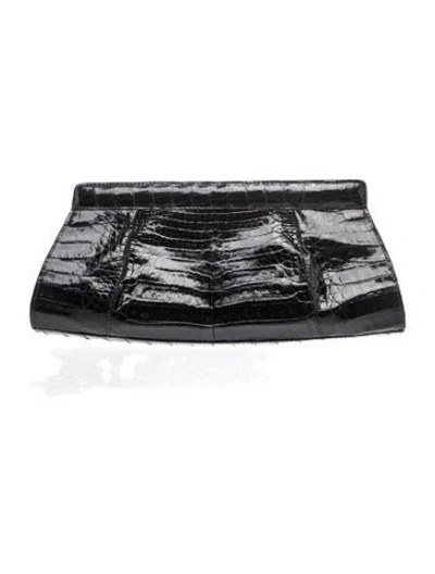 Pre-owned Nancy Gonzalez Crocodile Clutch In Black