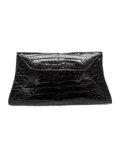 Pre-owned Nancy Gonzalez Crocodile Clutch In Black