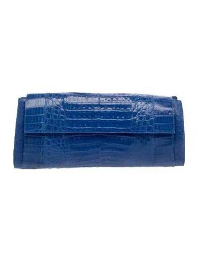 Pre-owned Nancy Gonzalez Crocodile Clutch In Blue