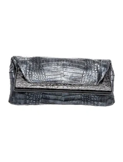 Pre-owned Nancy Gonzalez Crocodile Clutch In Blue