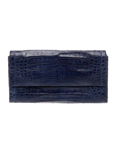 Pre-owned Nancy Gonzalez Crocodile Clutch In Blue