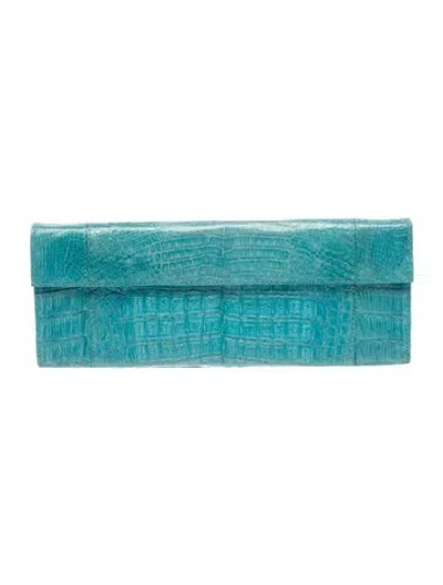 Pre-owned Nancy Gonzalez Crocodile Clutch In Blue