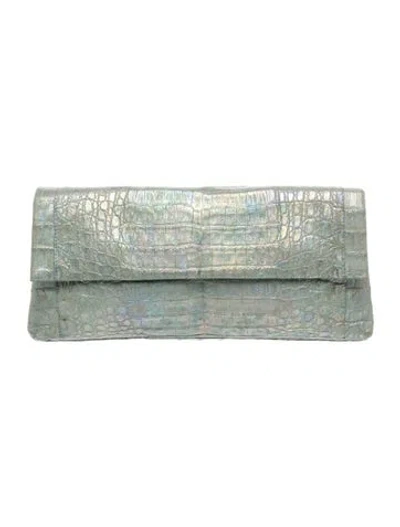 Pre-owned Nancy Gonzalez Crocodile Clutch In Blue