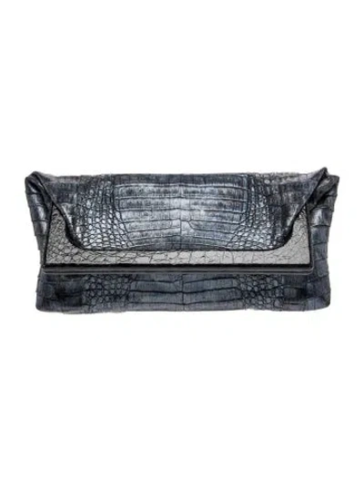 Pre-owned Nancy Gonzalez Crocodile Clutch In Blue/metallic