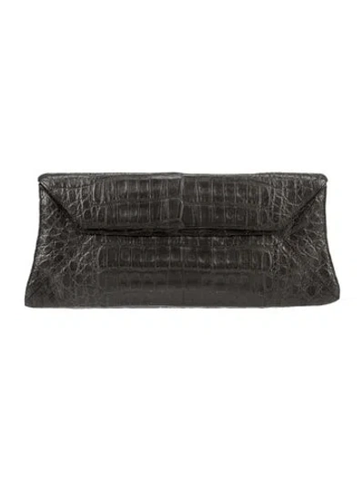 Pre-owned Nancy Gonzalez Crocodile Clutch In Brown