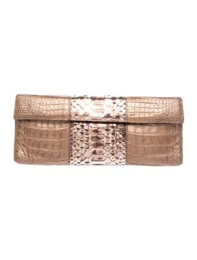 Pre-owned Nancy Gonzalez Crocodile Clutch In Brown